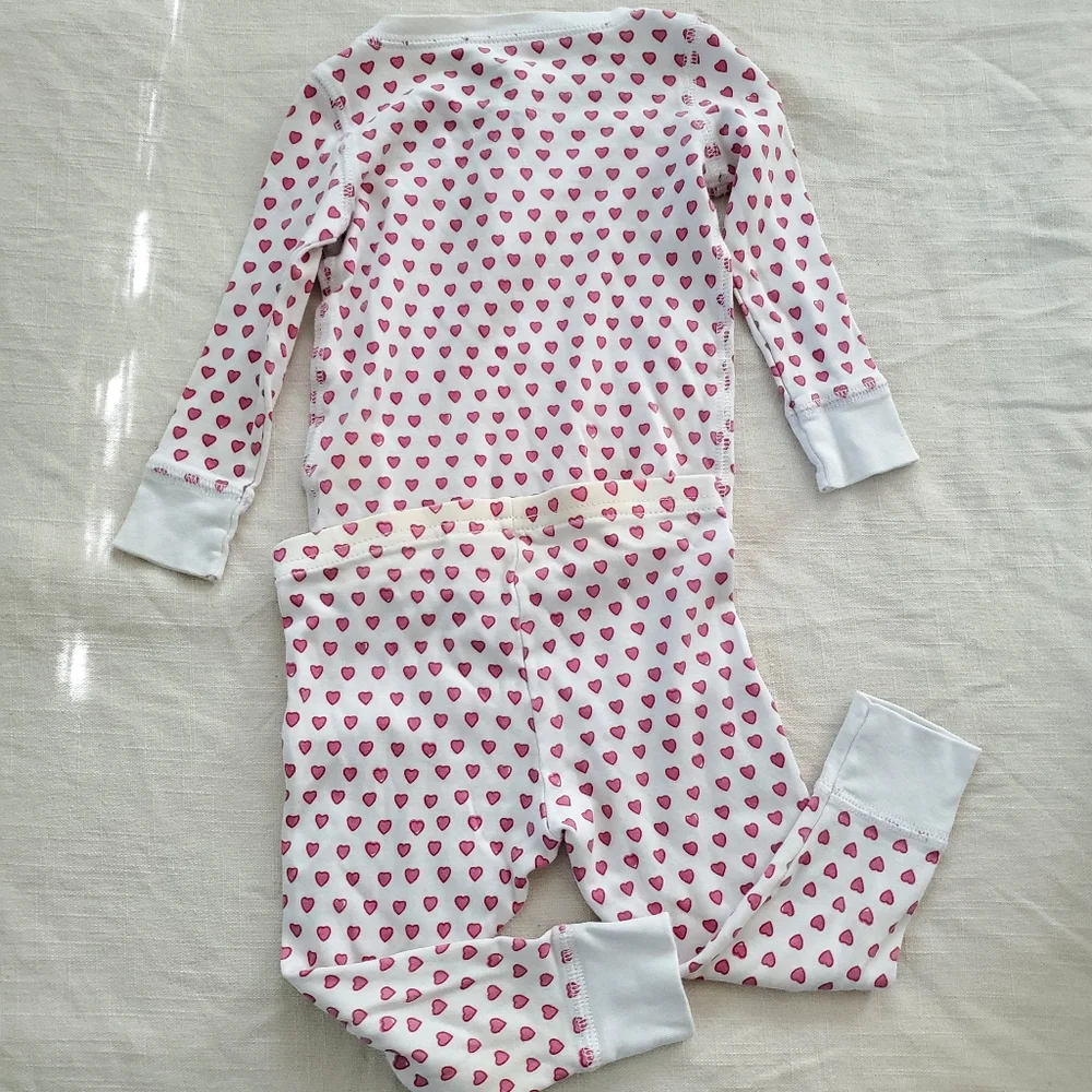 Roller Rabbit Heart Print Pajamas - Pink and White 12 18 Months